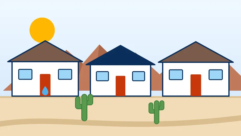 Row of single-story homes below the mountains in the Renaissance Point neighborhood